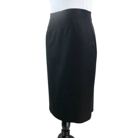 Vintage Worthington Size 16 Wool Blend Pencil Skirt Black High Waist Pockets - Picture 2 of 12